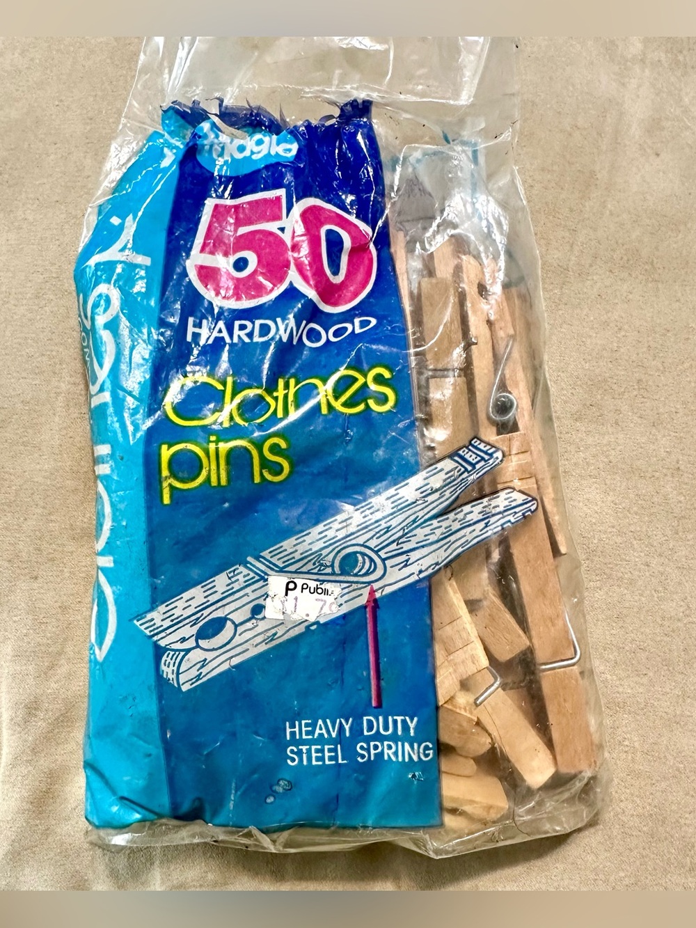 Vintage 90s Magla 50ct Hardwood Clothespins Sealed Orig Tag